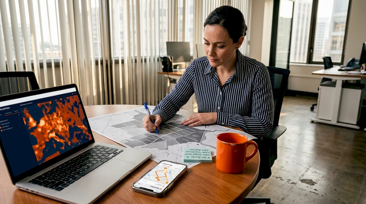 Manager marking routes on campaign map