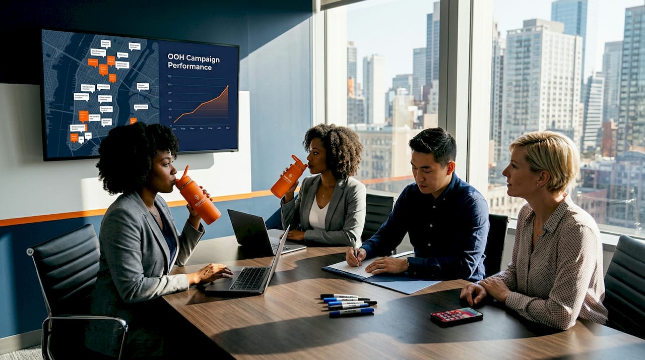 Team discusses OOH ad campaign results