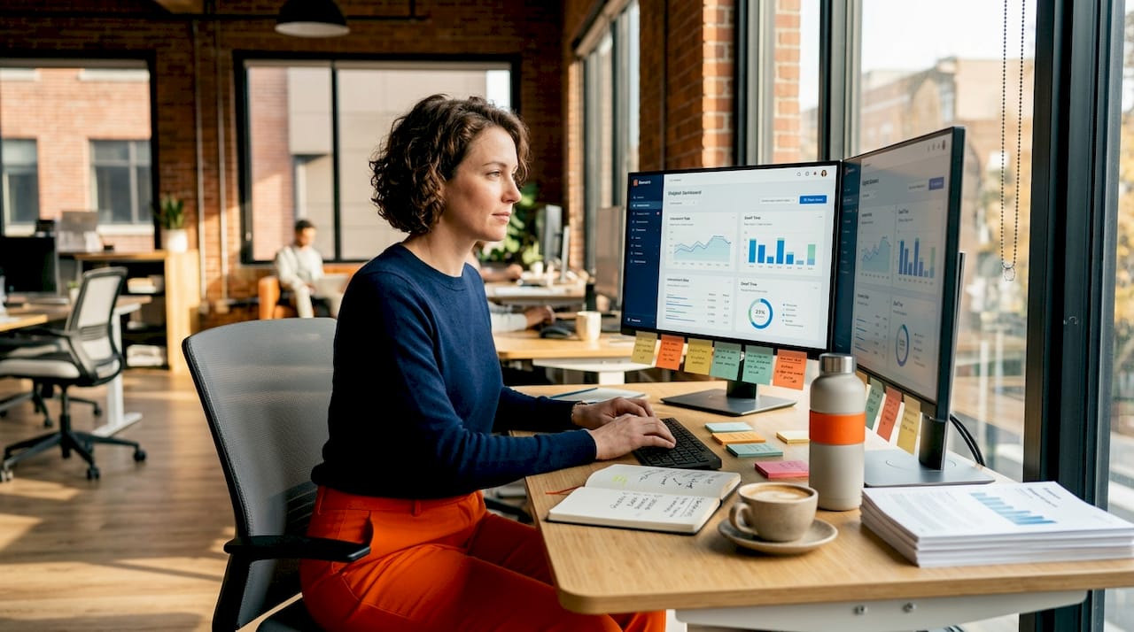 Strategist reviewing ad engagement metrics