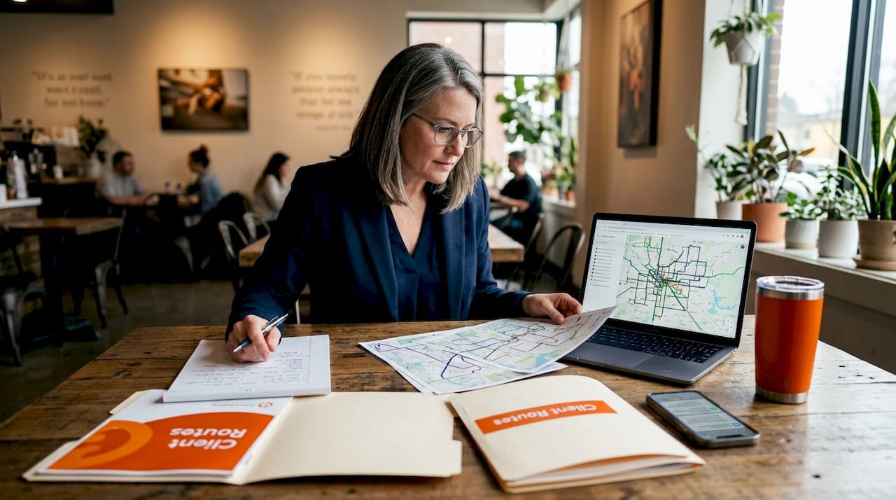 Strategist reviewing OOH ad route maps