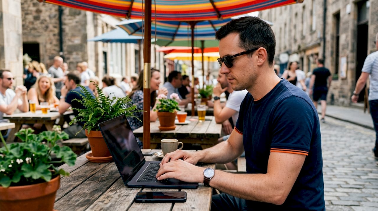 Marketer working on ad targeting strategies