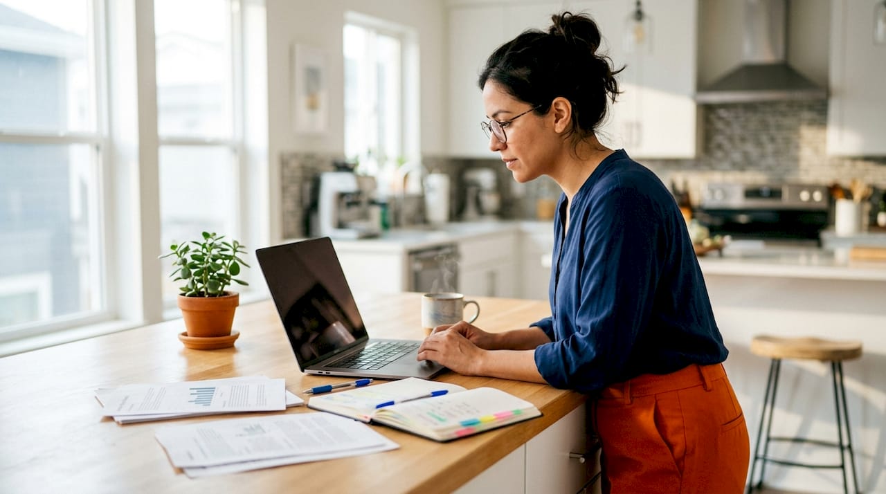 Marketing professional working on retargeting campaign at laptop