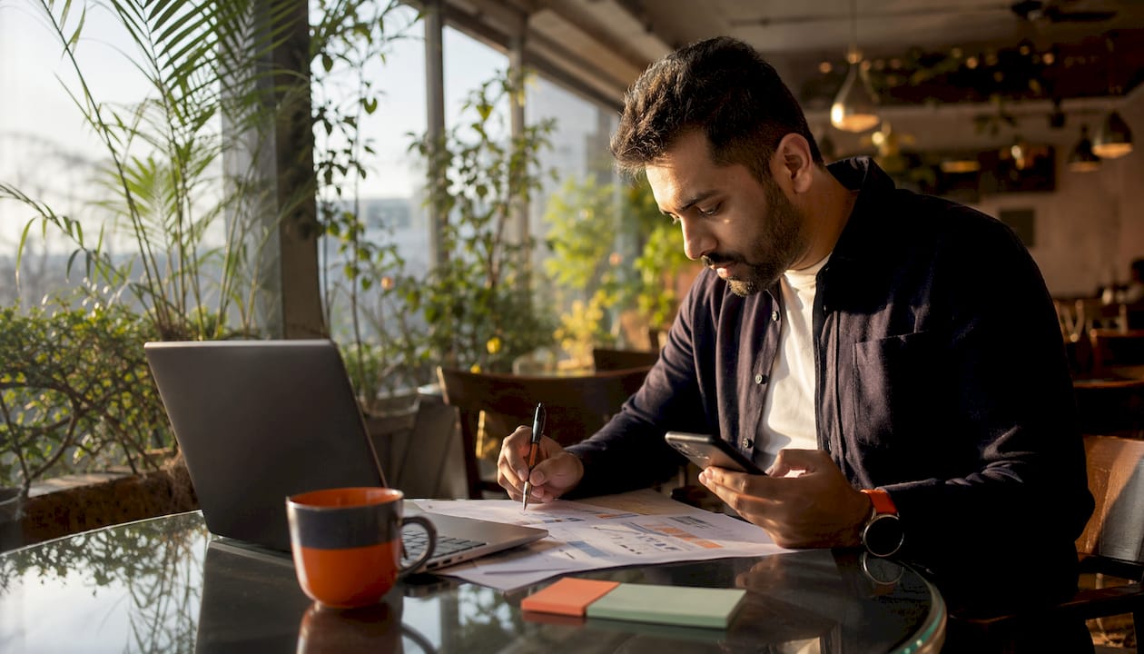 Marketer reviewing event retargeting campaign data