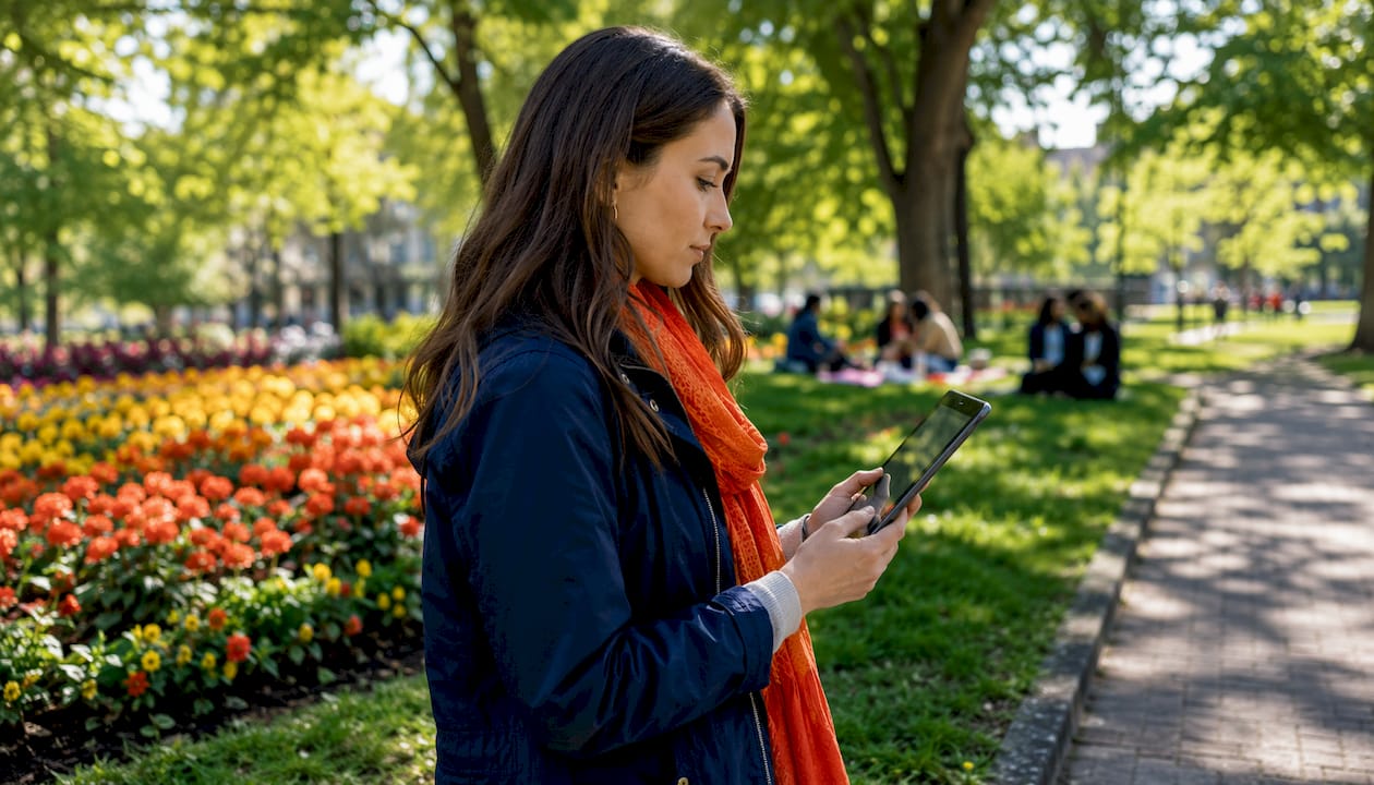 Marketing analyst reviewing outdoor audience data
