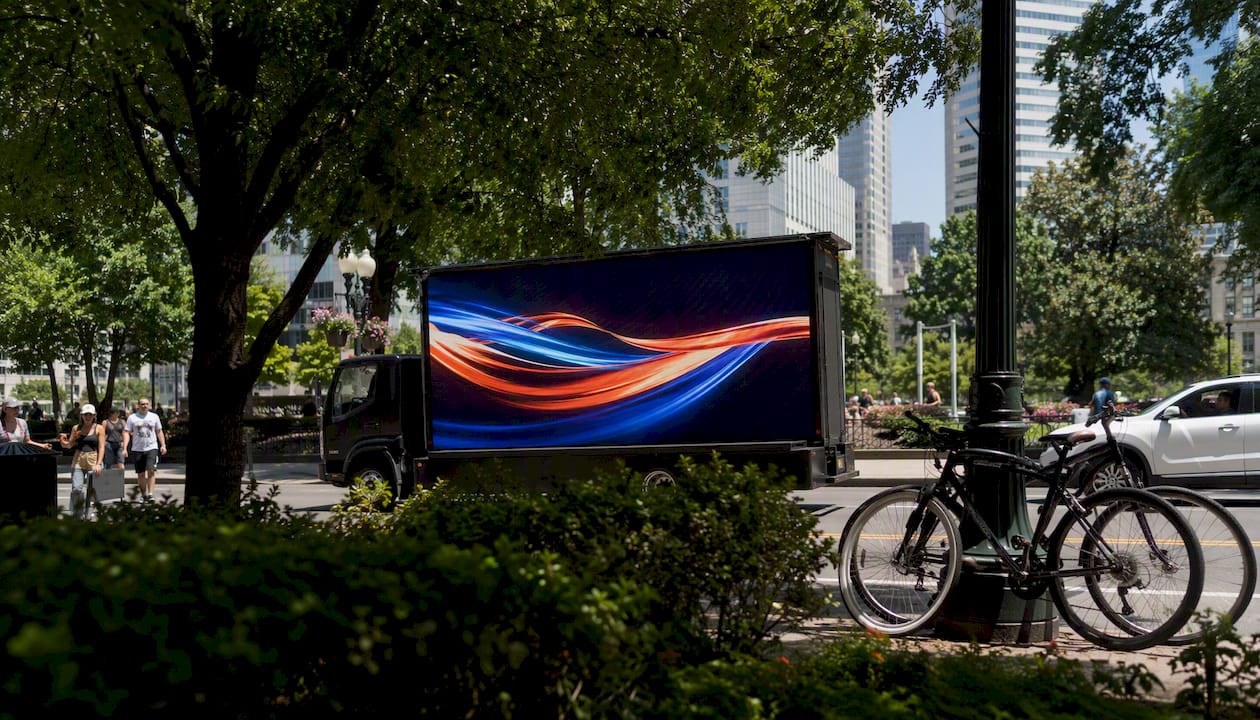 Mobile LED billboard truck on Charlotte street