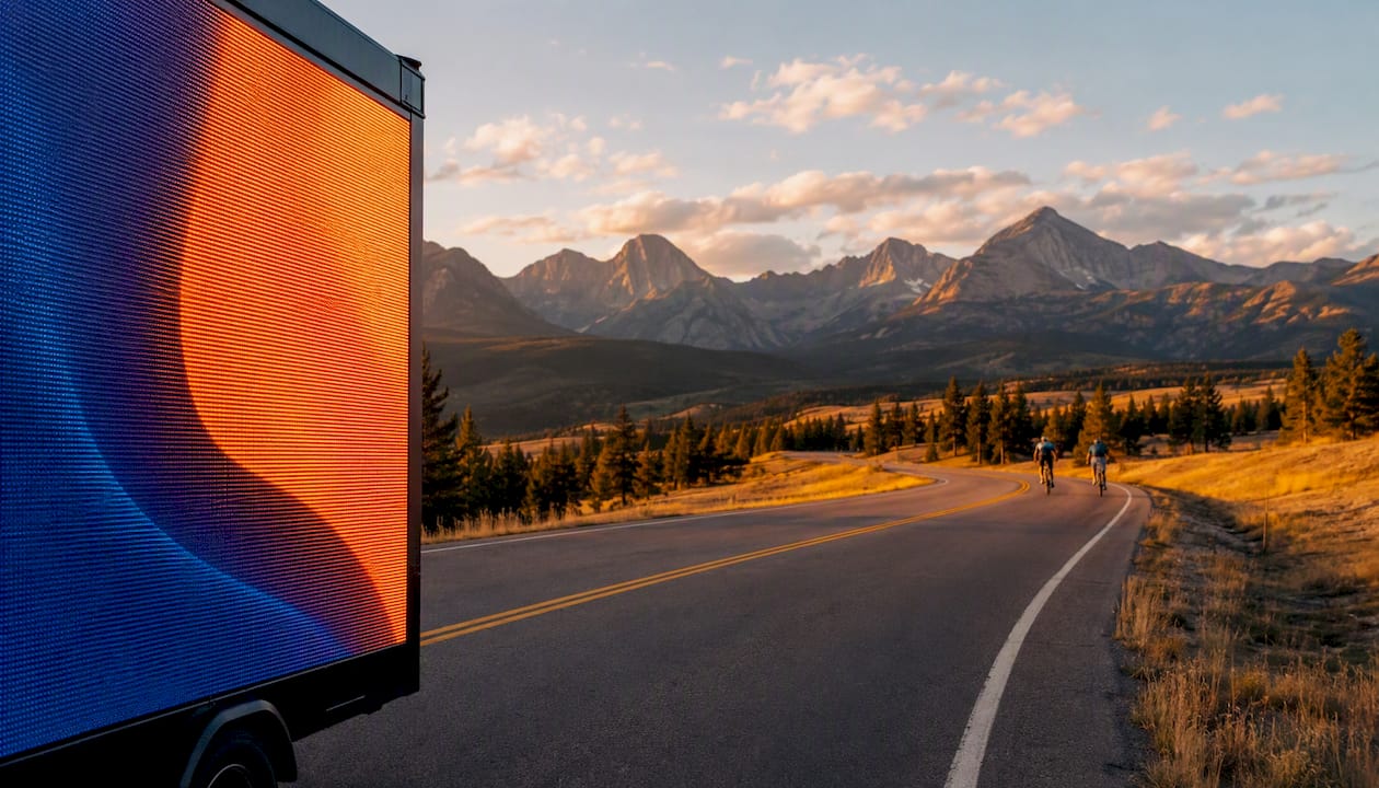 LED mobile billboard truck in Denver street