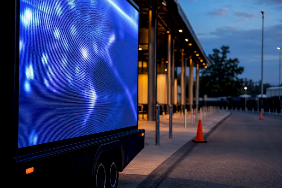 Mobile billboard near an event venue