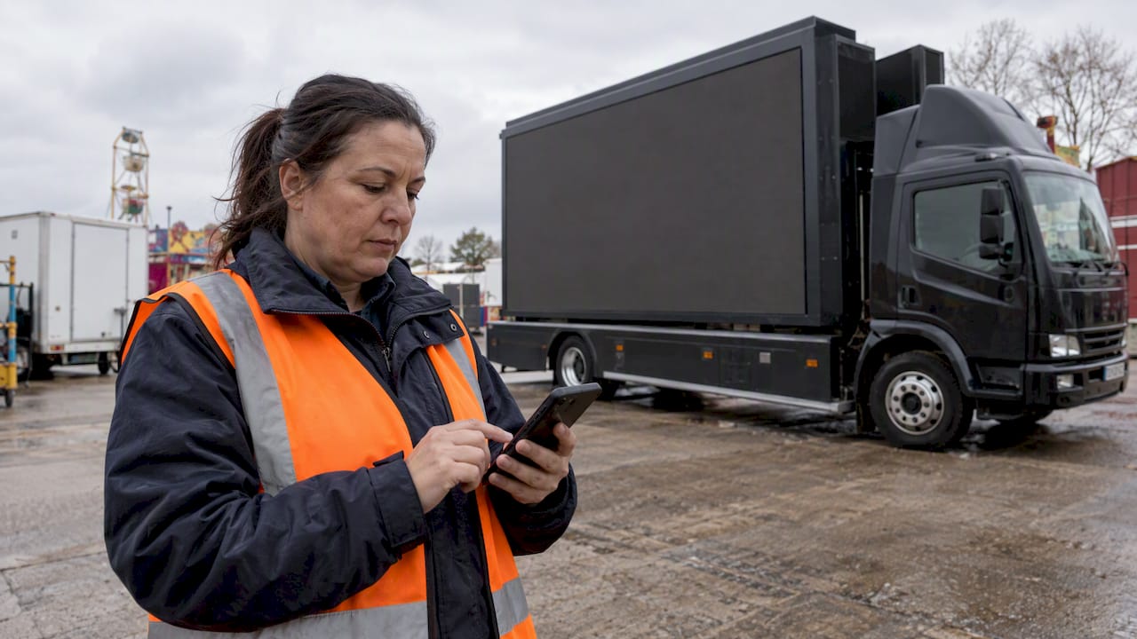 Auditor checking a mobile billboard location